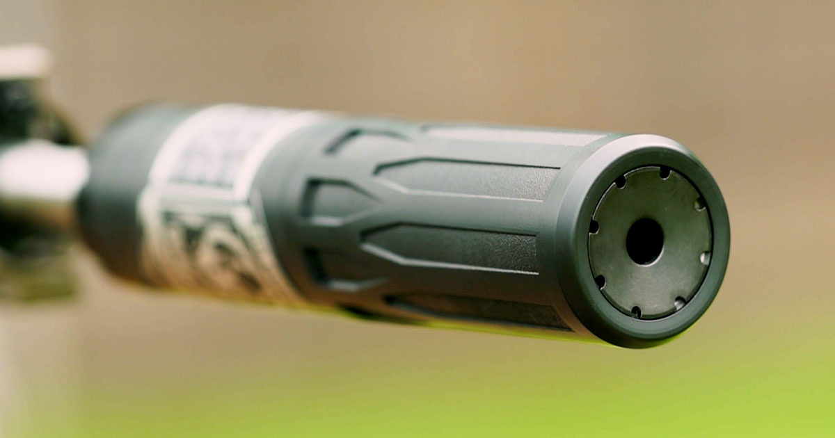 Dead Air Nomad Ti OTB suppressor mounted over-the-barrel on a short .308 AR
