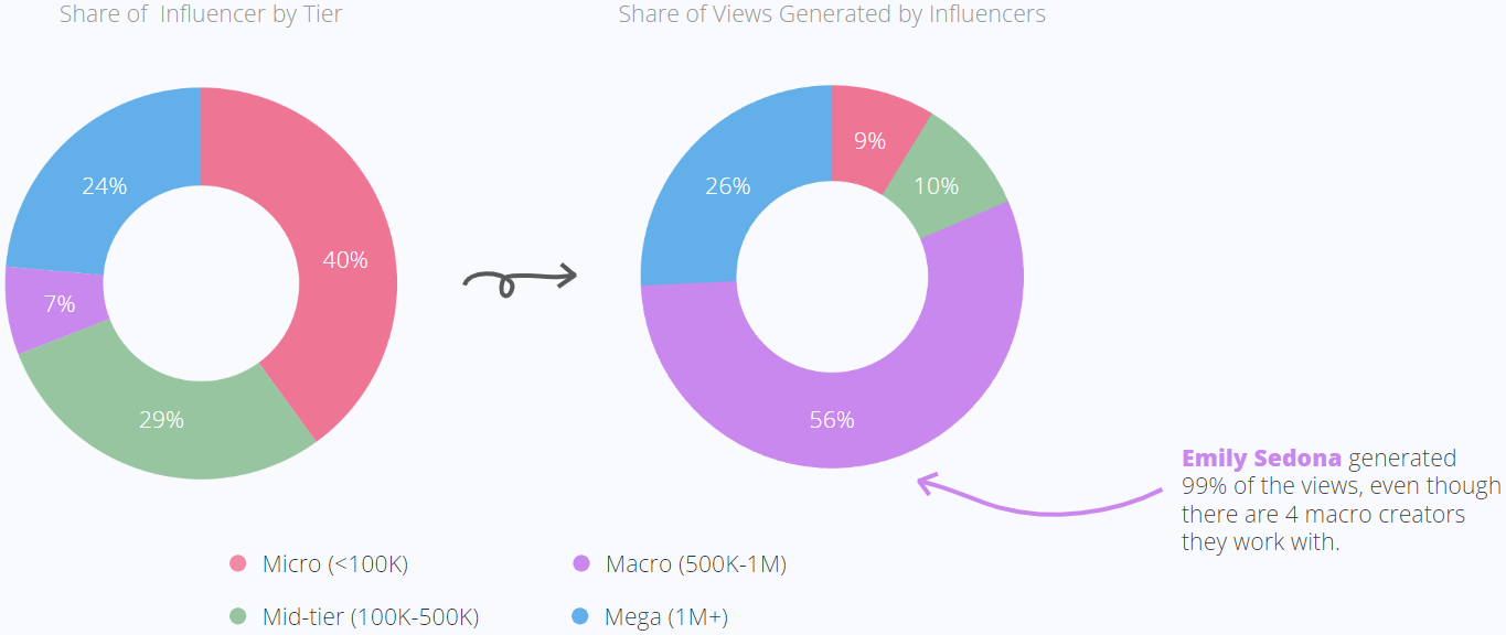 Share of Influencer by Tier & Views Generated by Influencers