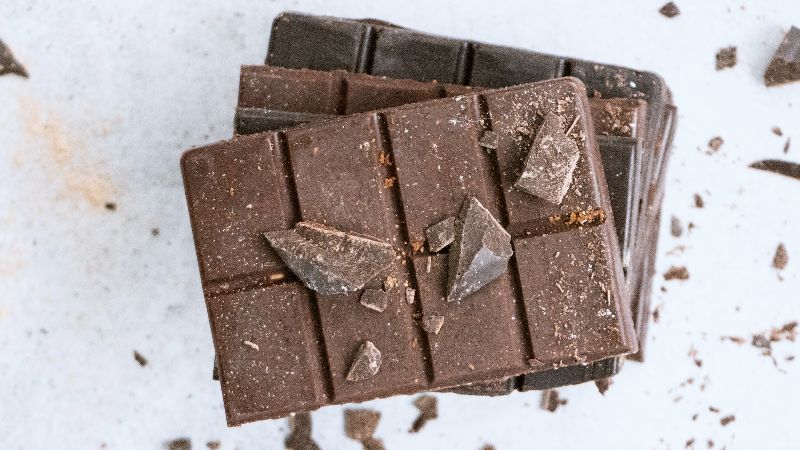 Blocks of dark chocolate.
