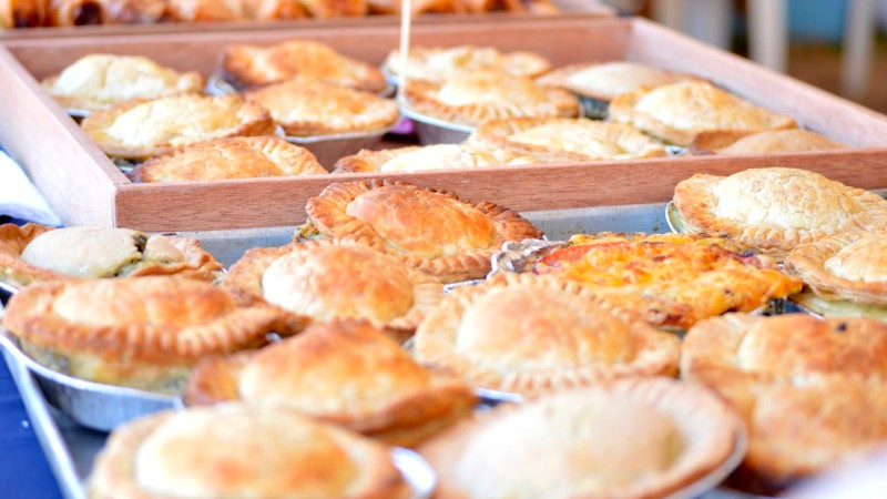 Trays of pies.