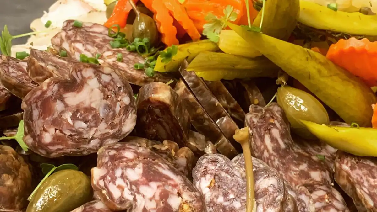 Native foods including meats and pickles from Gather Foods.