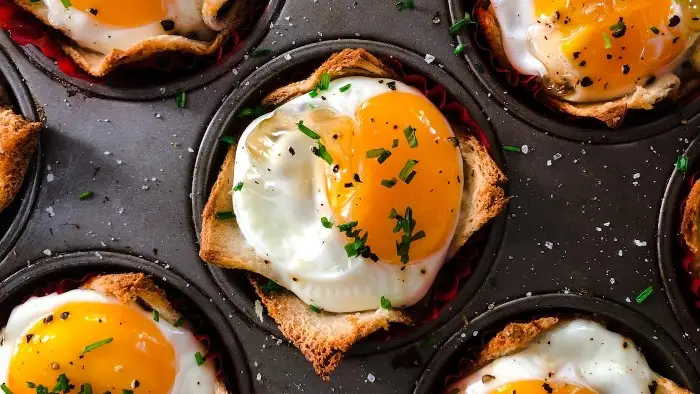 Oven-baked egg tarts.