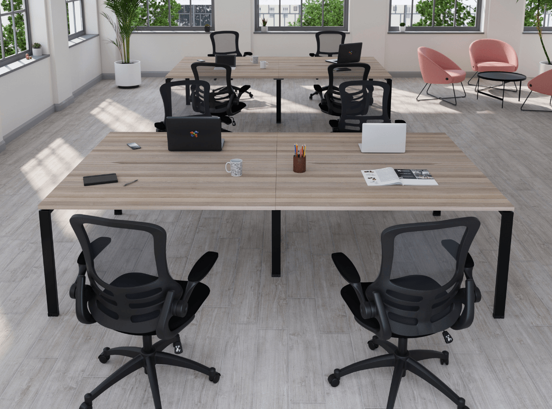 Synergy 4 person bench desking in open plan office