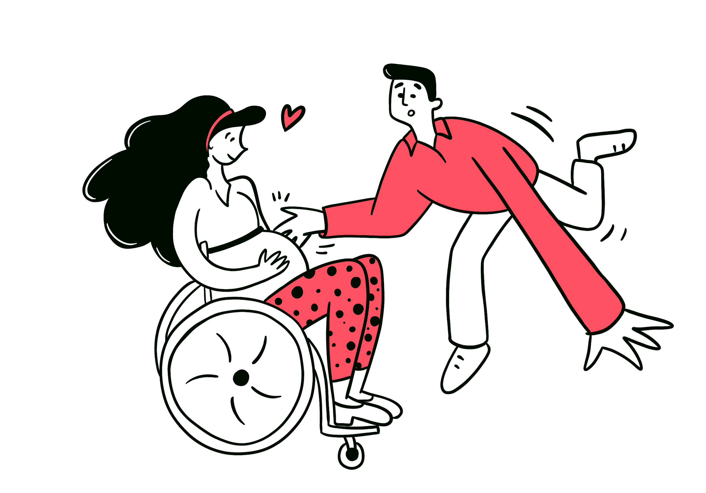 Un couple avec une personne en fauteuil enceinte