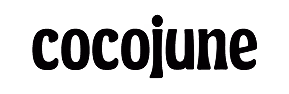 Text logo showing the word 'cocojune' in lowercase black letters.