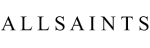 AllSaints brand logo in black uppercase letters on a white background.