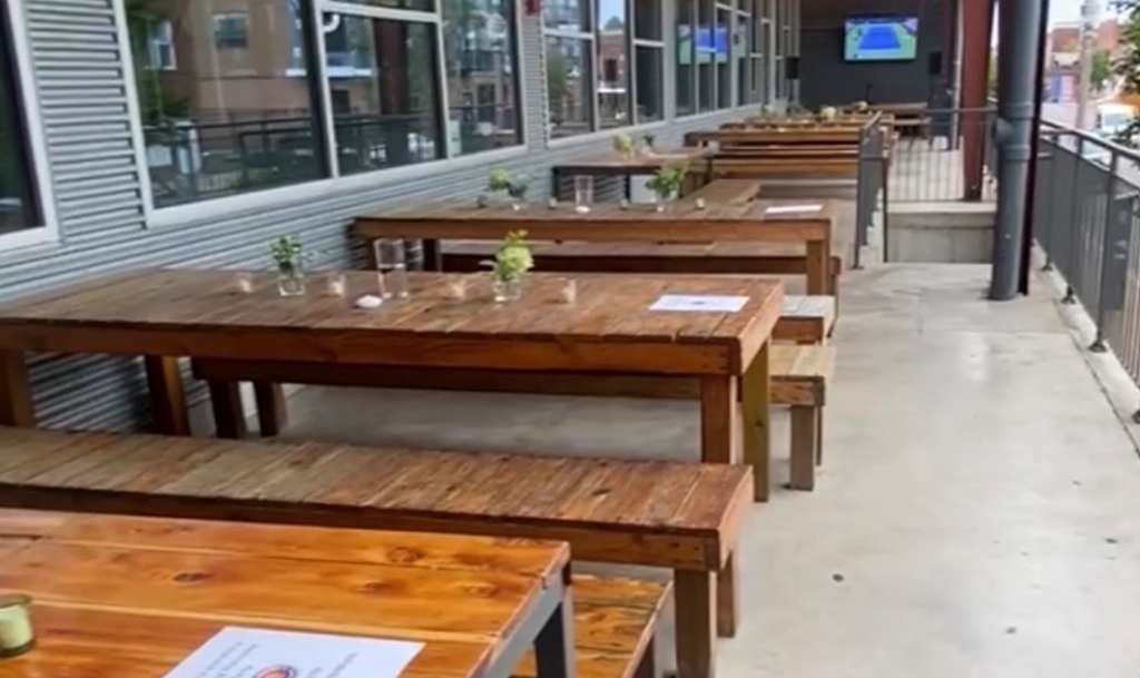 Outside terrace with tables