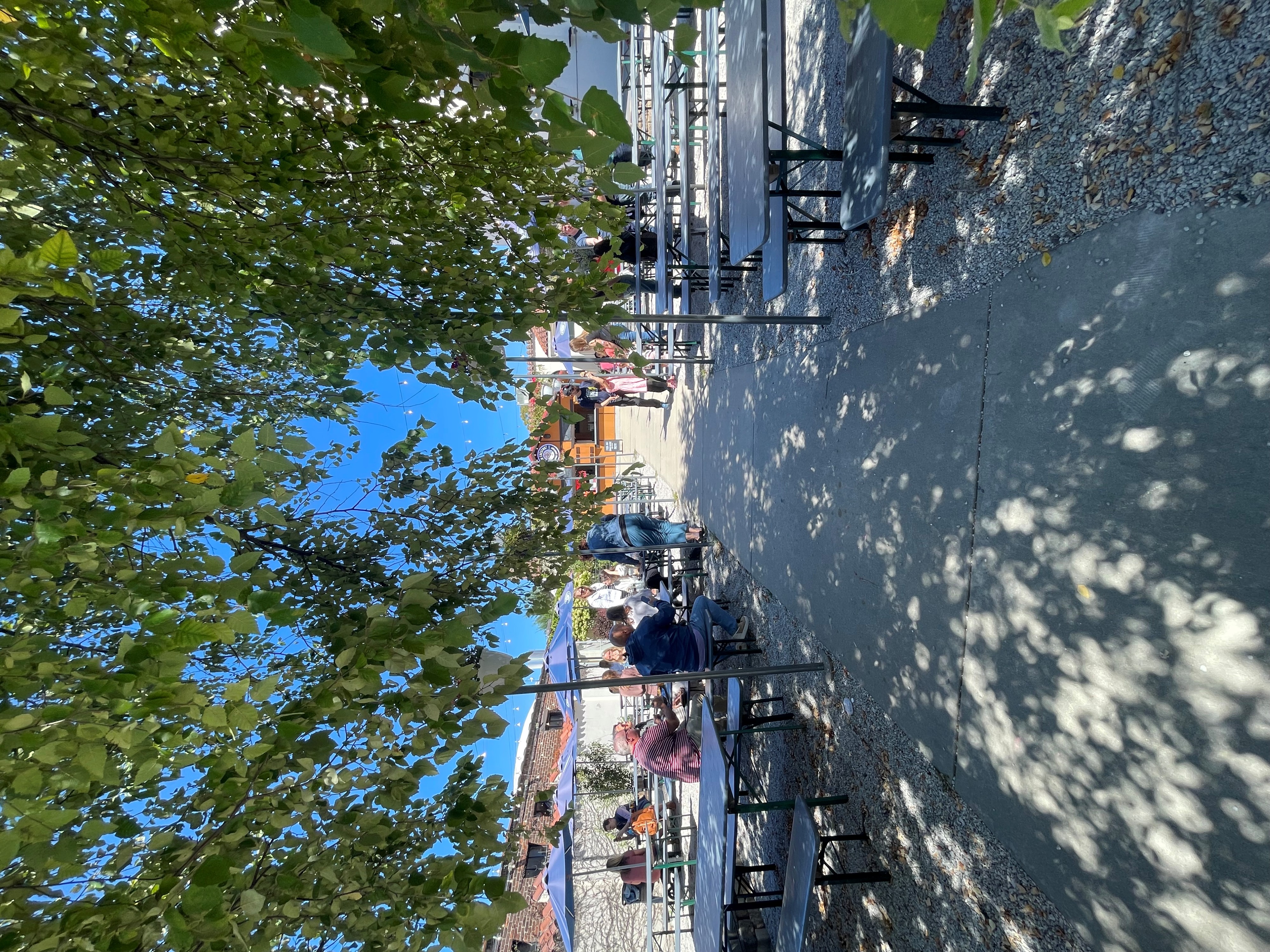 Outside patio area of the Grove Bierhall