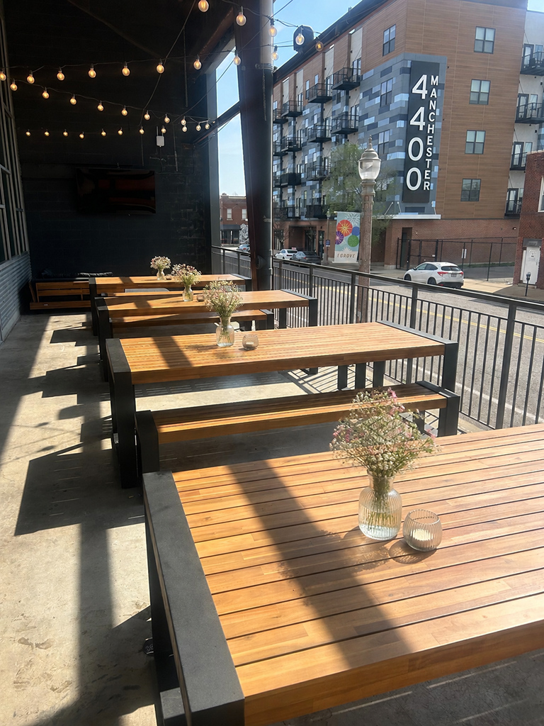 outdoor tables on the terrace