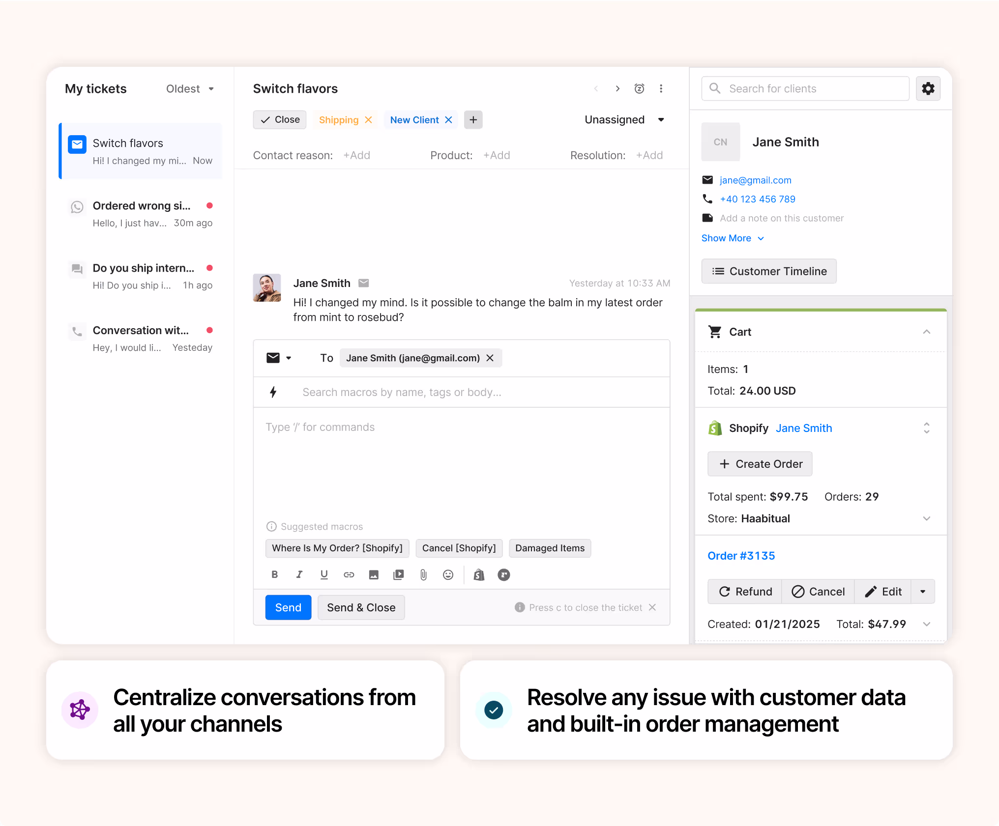 Helpdesk product screenshot