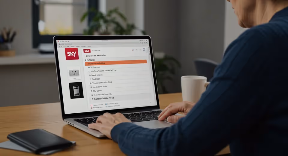 Pessoa acessa códigos de erro da SKY pelo notebook