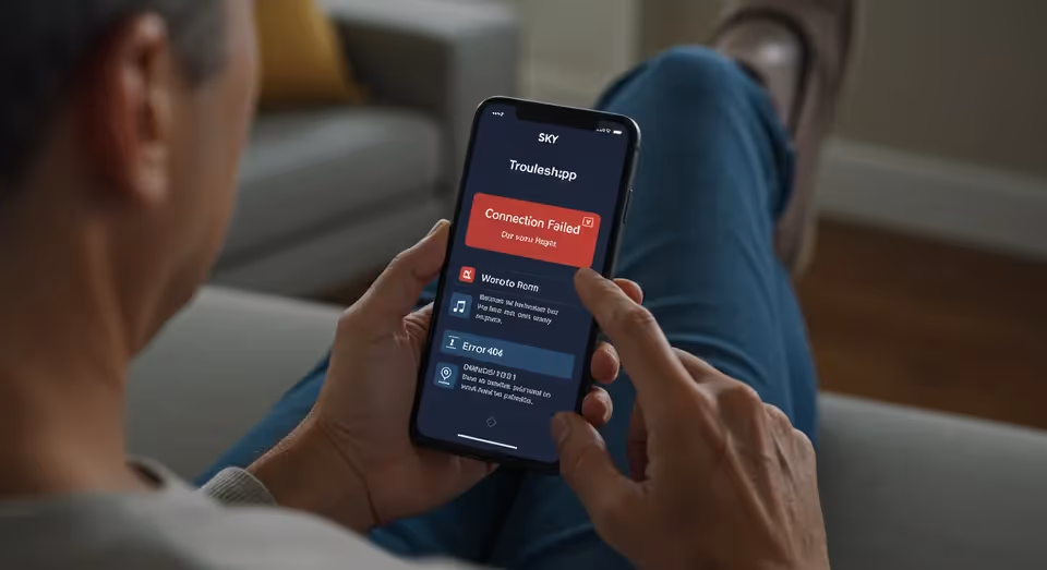 Pessoa vê erro de conexão no app da SKY pelo celular