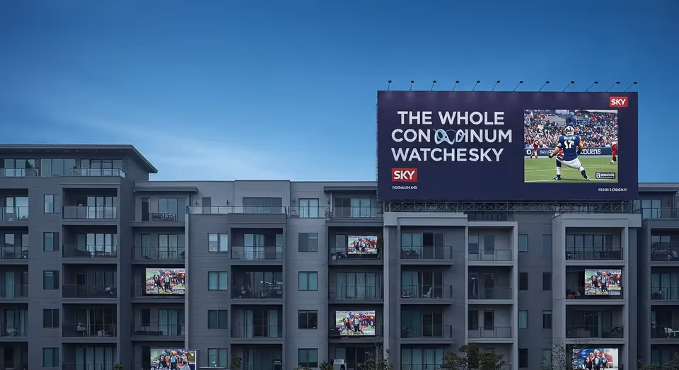 Propaganda da SKY com slogan 'The Whole Condomínio Watch SKY