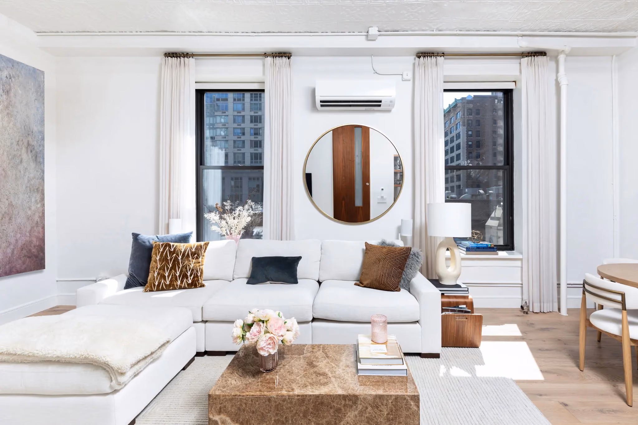Living room from Chelsea co-op renovation at 107 West 25th Street by Gallery KBNY