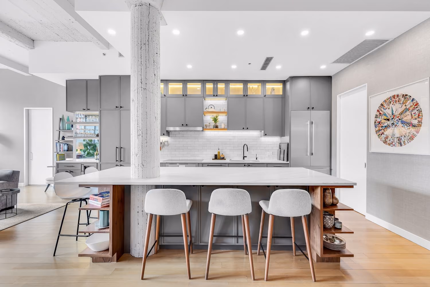 Renovated interior detail of a loft kitchen at 419 West 55th Street in Hell's Kitchen, Manhattan, by Gallery KBNY (view 2)