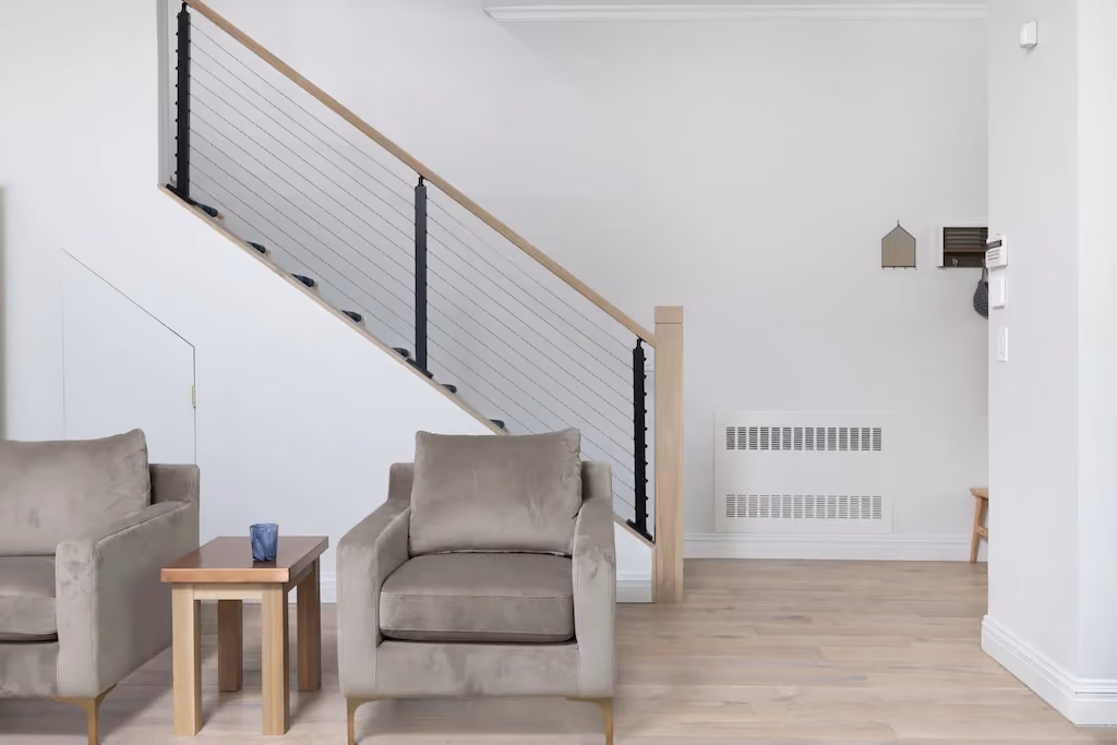 Renovated interior detail of a townhouse and apartment vertical combination at 328 Albany Street in Battery Park City, Manhattan, by Gallery KBNY (view 1)