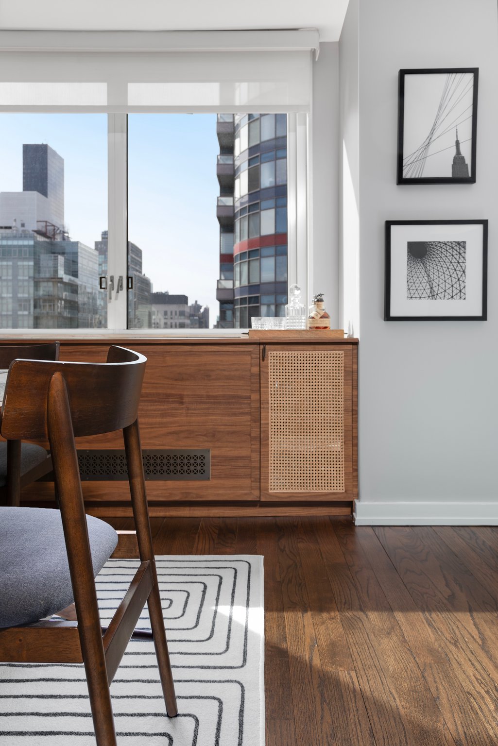 Renovated interior detail of a post-war co-op at The Brevard at 245 East 54th Street in Midtown East, Manhattan, by Gallery KBNY (view 2)
