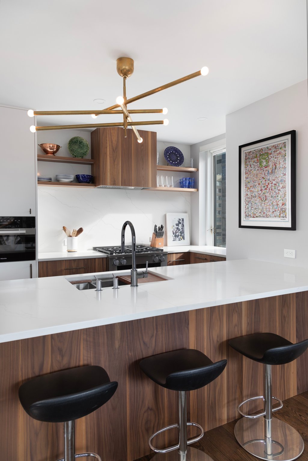 Renovated interior detail of a post-war co-op at The Brevard at 245 East 54th Street in Midtown East, Manhattan, by Gallery KBNY (view 1)