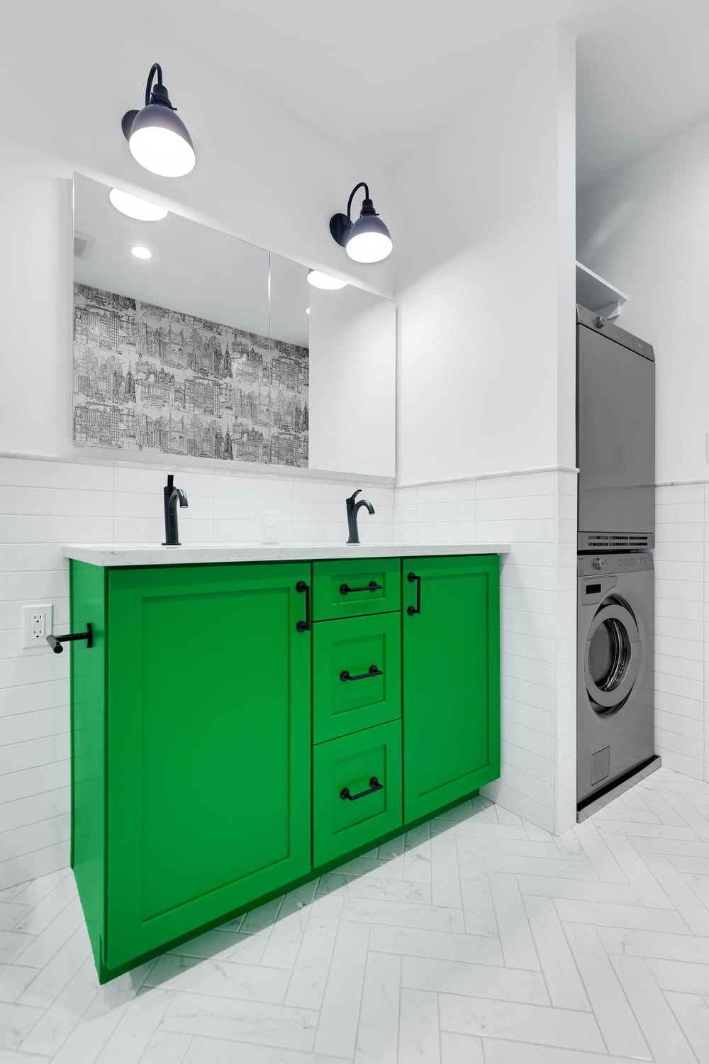 Renovated interior detail of a loft bathroom at 9 Murray Street in Tribeca, Manhattan, by Gallery KBNY (view 3)