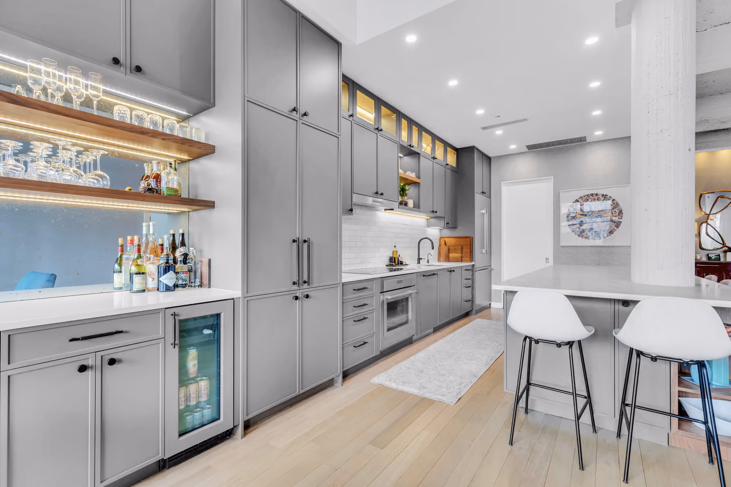Renovated interior detail of a loft kitchen at 419 West 55th Street in Hell's Kitchen, Manhattan, by Gallery KBNY (view 1)