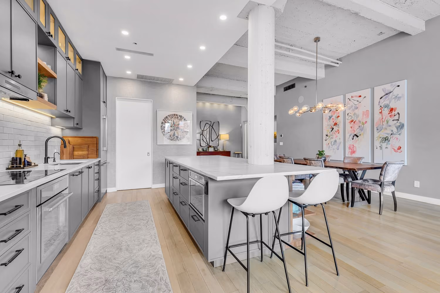 Renovated interior detail of a loft kitchen at 419 West 55th Street in Hell's Kitchen, Manhattan, by Gallery KBNY (view 3)