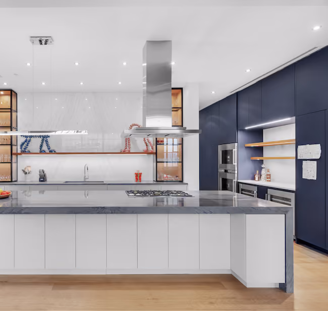 Renovated loft kitchen detail at Sky Lofts, 145 Hudson Street, in Tribeca, Manhattan, by Gallery KBNY
