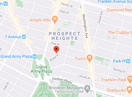 Map showing the location of 296 Sterling Place in Prospect Heights, Brooklyn, by Gallery KBNY