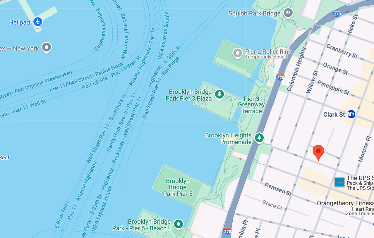 Map showing the location of 61 Pierrepont Street in Brooklyn Heights, Brooklyn, by Gallery KBNY