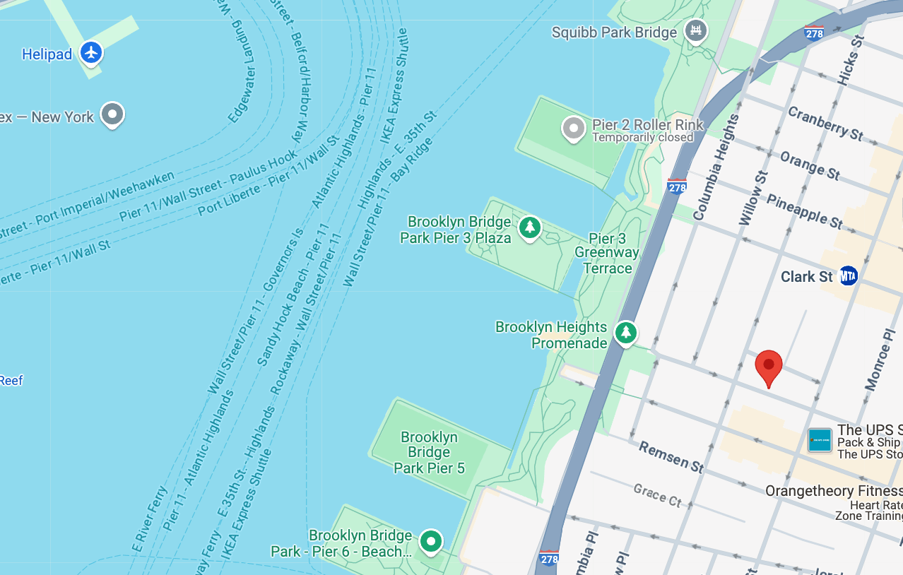 Map showing the location of 61 Pierrepont Street in Brooklyn Heights, Brooklyn, by Gallery KBNY