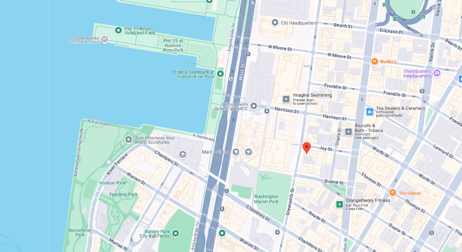 Map showing the location of Hanover River House, 335 Greenwich St., Tribeca, Manhattan, by Gallery KBNY