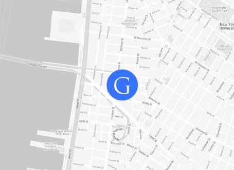 Map showing the location of the landmarked townhouse in Hudson Square, Manhattan, by Gallery KBNY