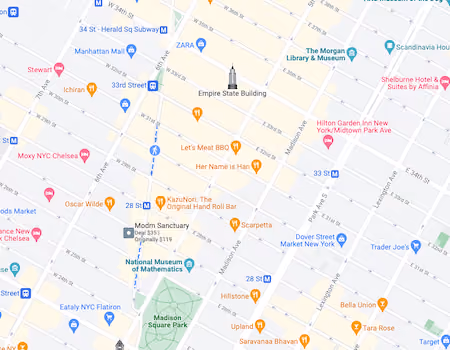 Map showing the location of 241 Fifth Avenue in NoMad, Manhattan, by Gallery KBNY