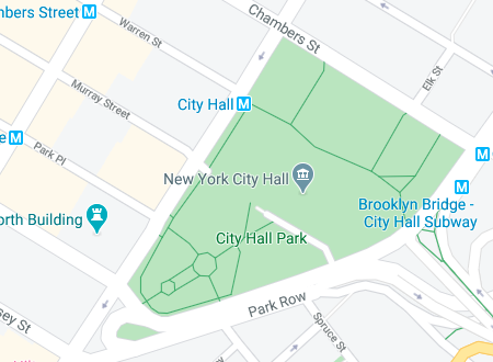 Map showing the location of the Franklin Building at 9 Murray Street in Tribeca, Manhattan, by Gallery KBNY