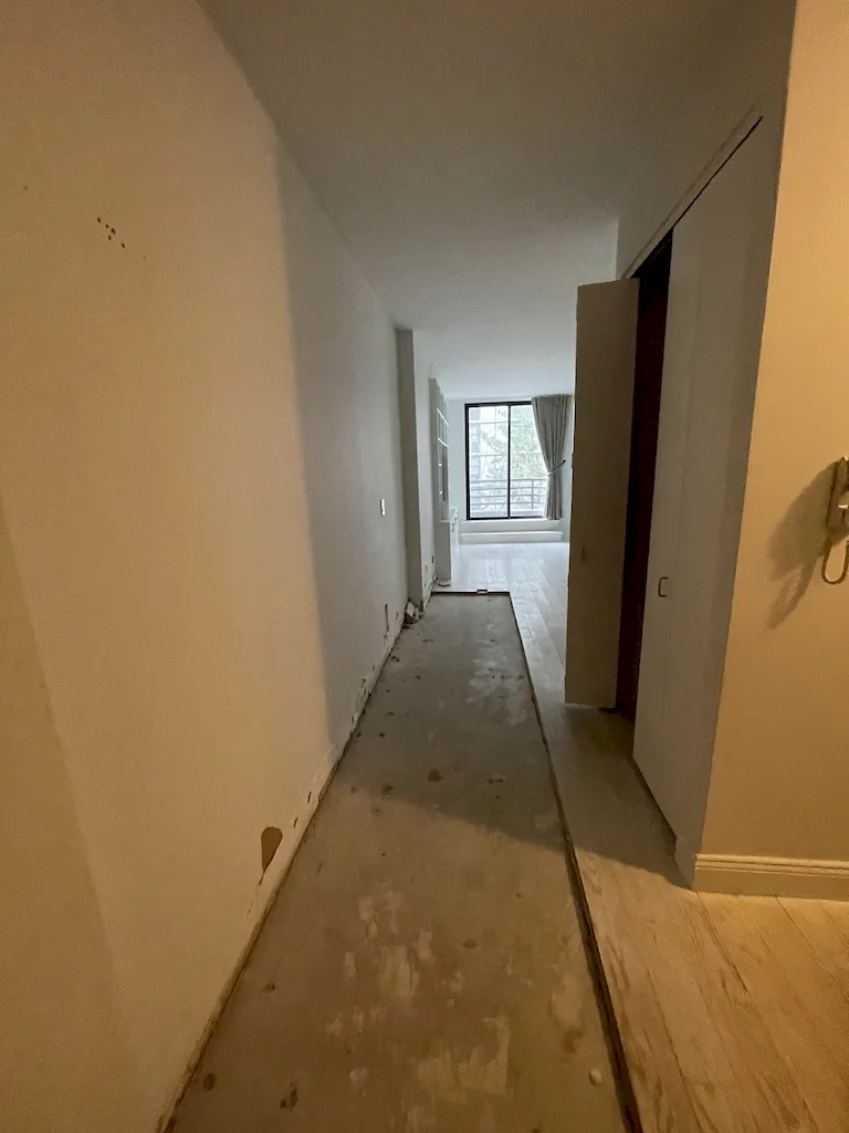 Pre-renovation or in-progress view of a townhouse and apartment vertical combination renovation at 328 Albany Street in Battery Park City, Manhattan, by Gallery KBNY