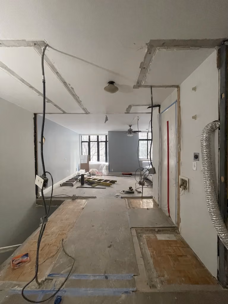 Interior before a townhouse and apartment vertical combination renovation at 328 Albany Street in Battery Park City, Manhattan, by Gallery KBNY (view 2)