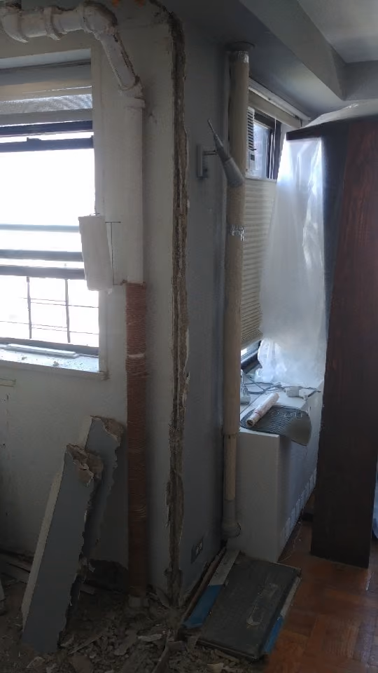 Pre-renovation or in-progress view of a co-op renovation at 210 Clinton Avenue in Fort Greene, Brooklyn, by Gallery KBNY (view 2)