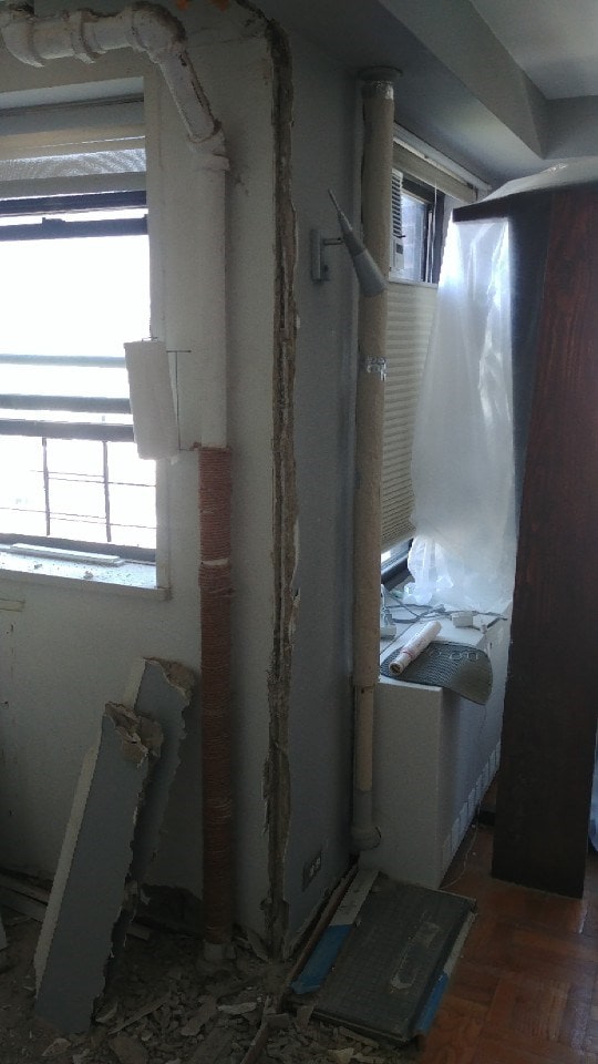 Pre-renovation or in-progress view of a co-op renovation at 210 Clinton Avenue in Fort Greene, Brooklyn, by Gallery KBNY (view 2)