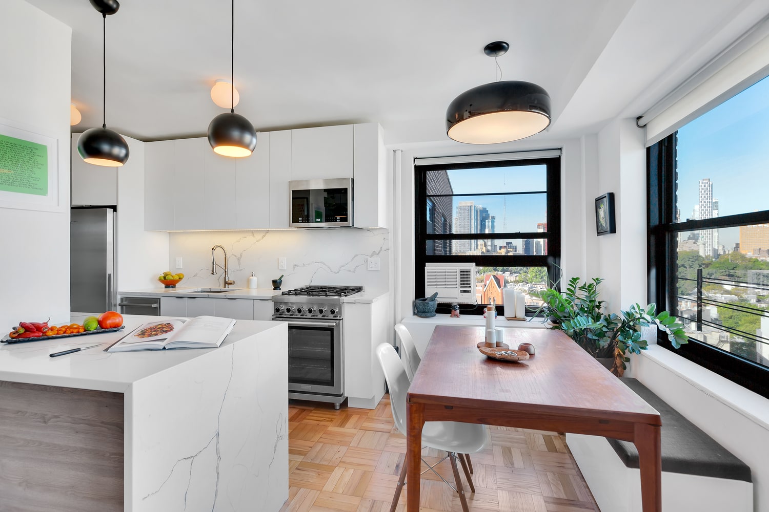 Renovated interior of a co-op at 210 Clinton Avenue in Fort Greene, Brooklyn, by Gallery KBNY (view 2)