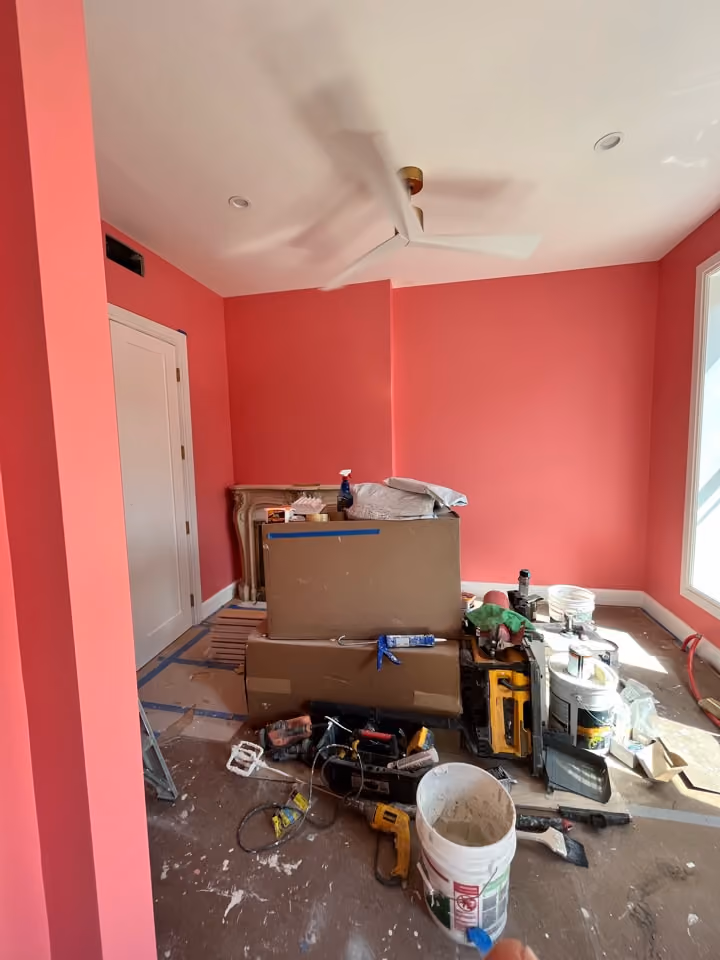 Interior painting in progress during a Carroll Gardens brownstone renovation at 347 President Street, Brooklyn, by Gallery KBNY