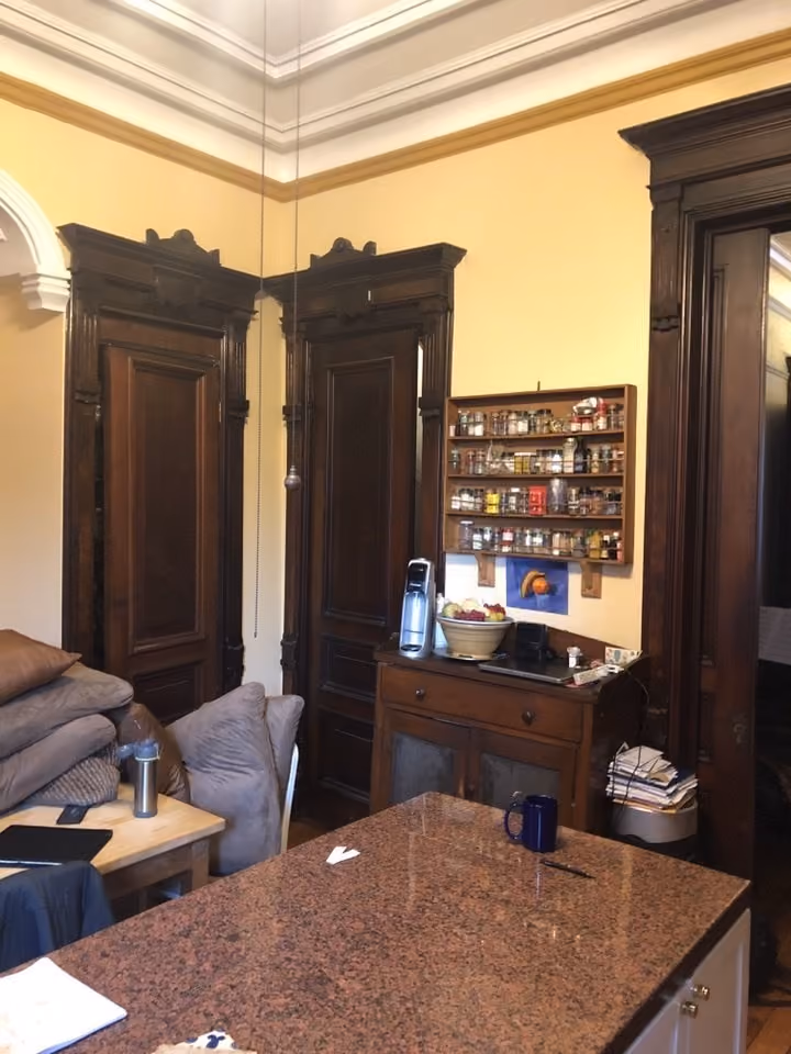 Interior before a brownstone kitchen renovation at Park Slope, Brooklyn, by Gallery KBNY (view 1)
