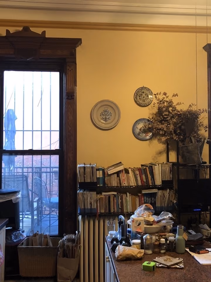 Interior before a brownstone kitchen renovation at Park Slope, Brooklyn, by Gallery KBNY (view 2)
