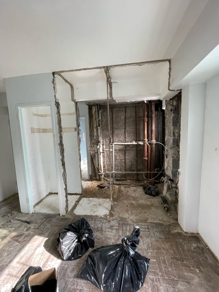 Pre-renovation or in-progress view of a pre-war co-op renovation at Downtown Brooklyn, by Gallery KBNY (view 7)