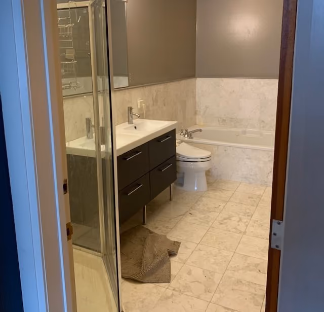Interior before a pre-war condo renovation at The Newswalk at 535 Dean Street in Prospect Heights, Brooklyn, by Gallery KBNY (view 4)