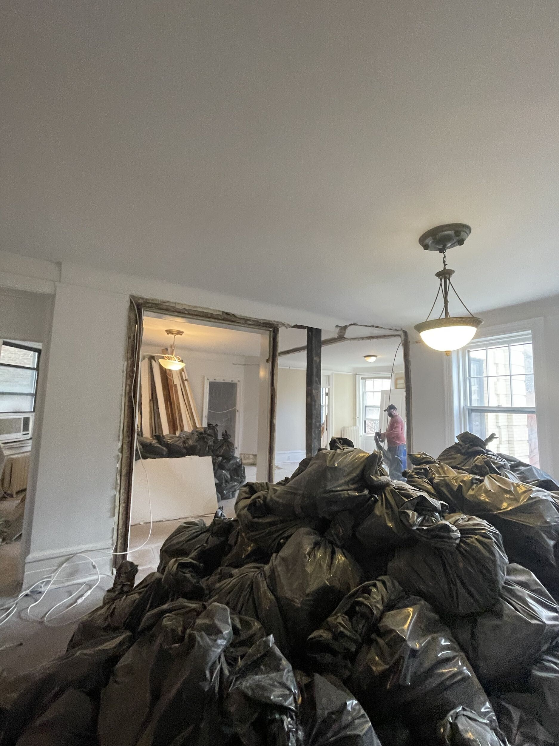 Pre-renovation or in-progress view of a pre-war co-op combination renovation at 61 Pierrepont Street in Brooklyn Heights, Brooklyn, by Gallery KBNY (view 3)