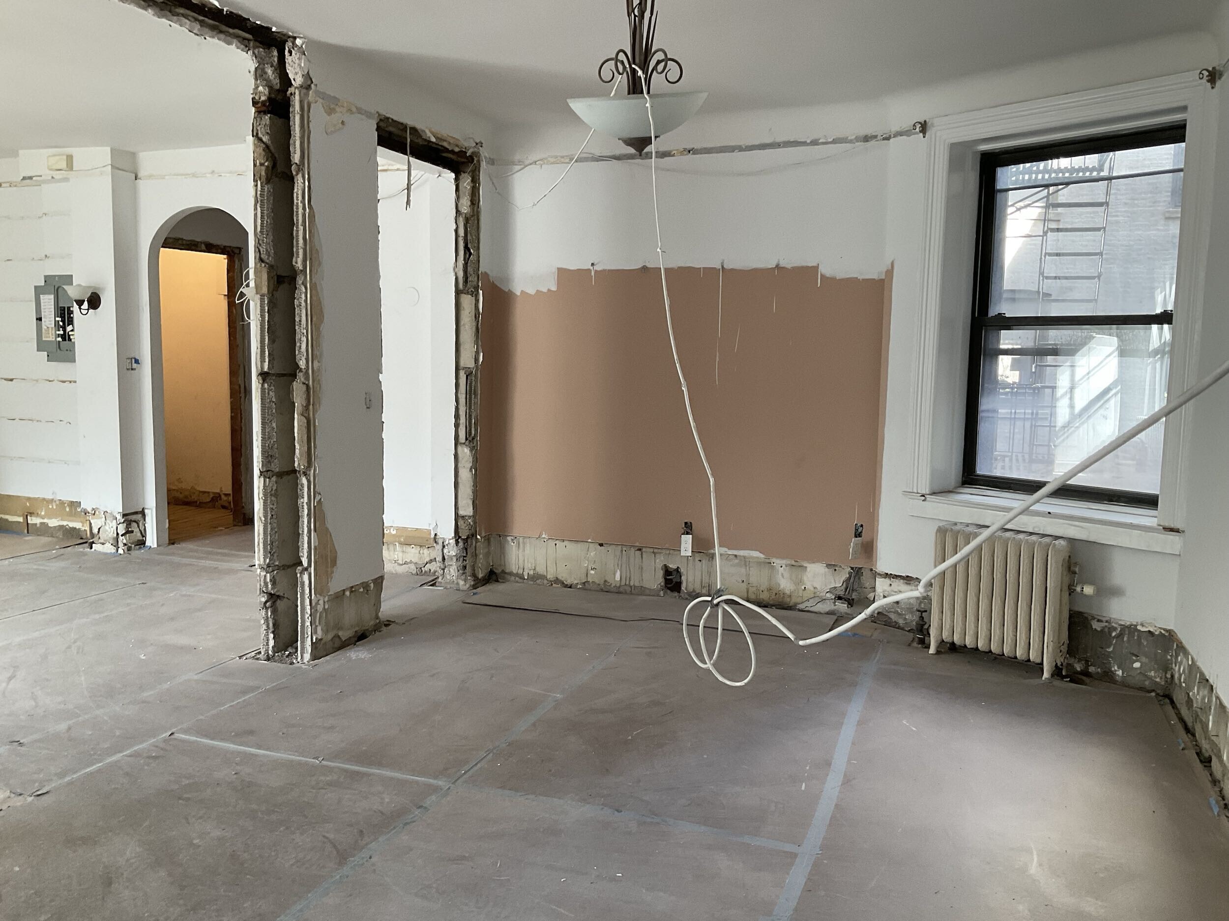 Pre-renovation or in-progress view of a pre-war co-op combination renovation at 61 Pierrepont Street in Brooklyn Heights, Brooklyn, by Gallery KBNY (view 10)