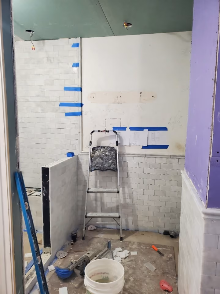 Pre-renovation or in-progress view of a pre-war co-op combination renovation at 180 Thompson Street in Greenwich Village, Manhattan, by Gallery KBNY (view 16)