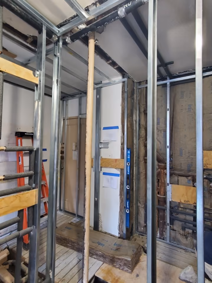 Pre-renovation or in-progress view of a pre-war co-op combination renovation at 180 Thompson Street in Greenwich Village, Manhattan, by Gallery KBNY (view 10)