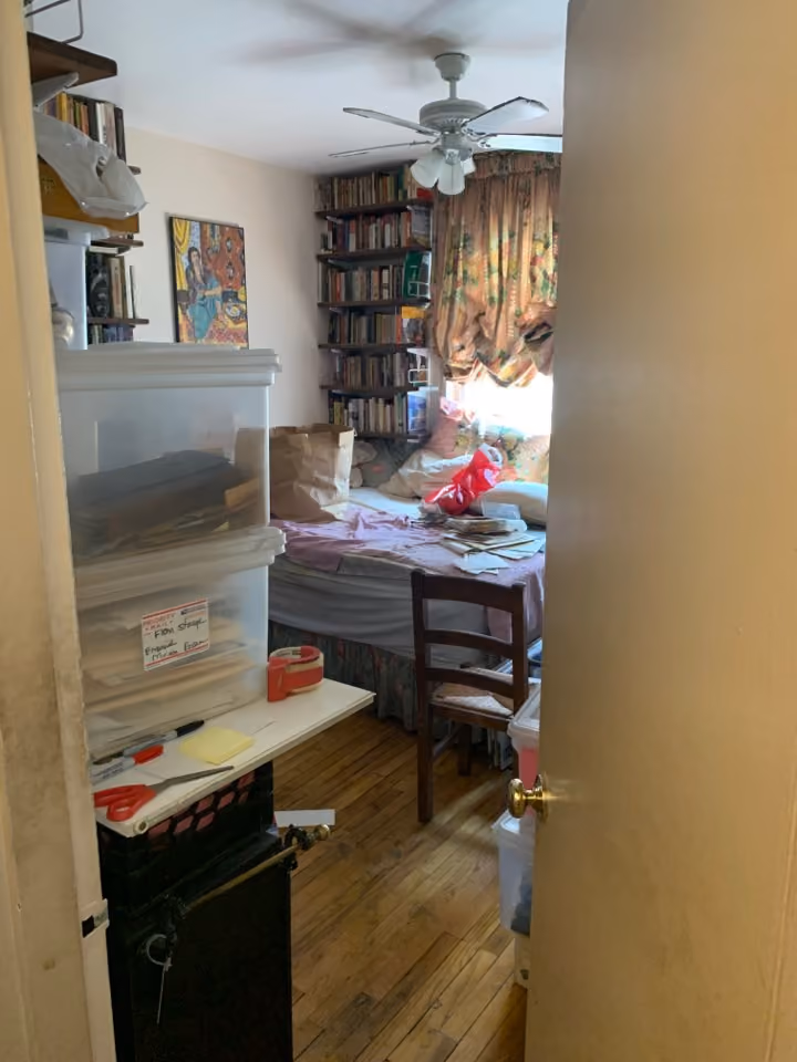 Interior before a pre-war co-op combination renovation at 180 Thompson Street in Greenwich Village, Manhattan, by Gallery KBNY (view 1)
