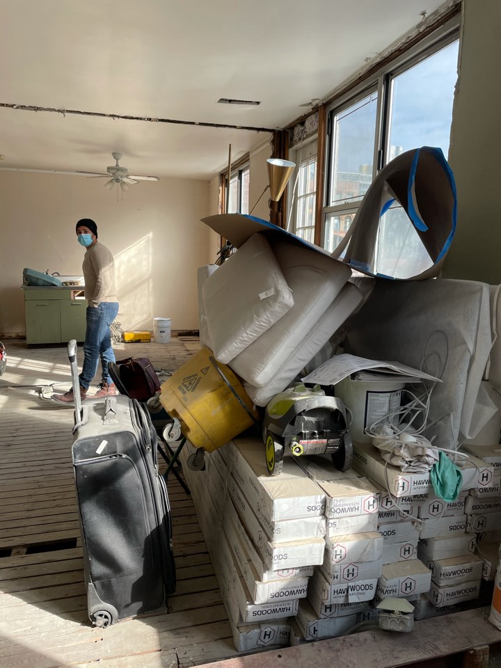Pre-renovation or in-progress view of a pre-war co-op combination renovation at 180 Thompson Street in Greenwich Village, Manhattan, by Gallery KBNY (view 7)