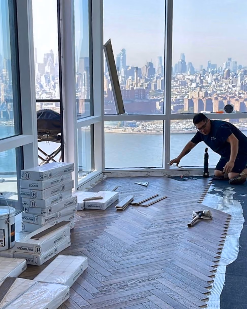 Pre-renovation or in-progress view of a condo renovation at 21 India Street in Greenpoint, Brooklyn, by Gallery KBNY (view 9)
